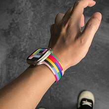1pc Sport Silicone Strap Compatible With Apple Watch Band 40mm 42mm 41mm 38mm 44mm 46mm 45mm 49mm Men/Women,Bracelet Wristband Compatible With IWatch Series 10/9/8/7/6 5/4/3/SE/2nd Generation/Ultra/2,Smart Watch Accessories Bright Colors Suitable More People - Colorful Printing - View 3