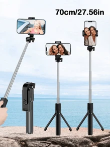 Asta per selfie telescopica pieghevole portatile in lega da 170 cm/66,9 pollici con supporto per telefono cellulare, telecomando Bluetooth, rotazione a 360°, anti-shake, adatta per riprese video e registrazione della vita quotidiana