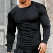 Playera Manga Larga Compresión Secado Rápido - Negro - Ver 2