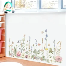 1 套水彩野花蝴蝶新鲜植物仙女墙贴花，蘑菇叶花卉，公主，适用于卧室客厅家居装饰 - 彩色 - 查看 3