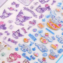 Sanrio 4pcs Sanrio 3d Stereo Decorative Stickers, Colorful Stickers, Suitable For Handicrafts, Gifts And Body Decoration, Diy Their Own Small Items, Gem Stereo Stickers-Suitable For Reward Stickers.