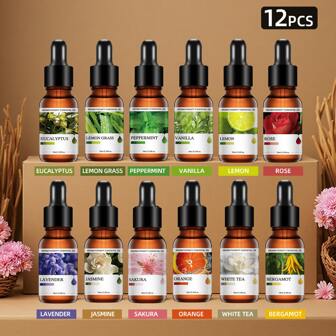 12pcs/Set Essential Oil Diffuser Kit, Includes Fragrance Candles, Diffusers, Refill Oils, Home & Auto Use