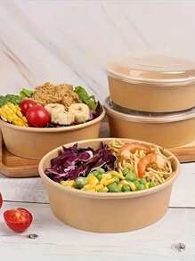 50 Stück verdickte Einweg-Schüsseln aus Kraftpapier, 500 ml, 16 oz, wasserdicht, Lunchbox, Suppenschüssel, Salatglas, geeignet für die Küche zu Hause, Restaurant zum Mitnehmen, Picknick, Küchenbedarf, Lebensmittelverpackungsmaterialien, runde Verpackungsbox
