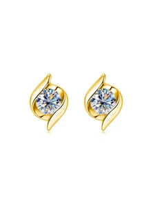 1 Paar hochwertige S925 Sterling Silber geometrische funkelnde kubische Zirkonia Ohrstecker, Gold- und Silberfarben mit weißen Diamanten, elegante minimalistische Ohrringe mit romantischem, luxuriösem Gefühl, geeignet für den täglichen Gebrauch von Frauen, Lässig, Reisen, Partys, Hochzeiten. Kommt in einer delikaten Geschenkbox, ideal als Muttertagsgeschenk, Ohrlochpflege, hypoallergen.