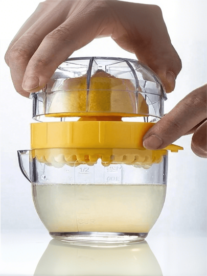 1 pièce Presse-agrumes, extracteur de jus manuel pour orange/citron, avec tasse de mesure et filtre, jaune, utilisation pratique à la maison