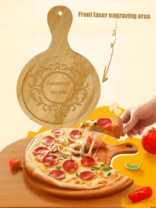 1PC Bamboo Pizza Board, Cutting Board, Baby Food Cutting Board, Steak Board, Salad Plate, Sandwich Plate, Pasta Plate, Customized Text And Patterns,Multiple Specifications Are Available,Waterproof And Moisture-Resistant
