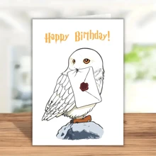 1pc Wizard Themed Birthday Card For Halloween, With An Owl Holding An Illustration Of The Letter Funny And Innovative Birthday, Christmas, And Thanksgiving Gift For Friends And Family, School Supplies,Back To School