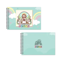 Colorindo com Jesus 50 desenhos em 50 folhas impressas em offset 120 gramas com capa mole laminada e acabamento em espiral plástico - cor - Visão 4