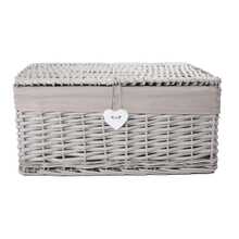 Natural Wicker Storage Basket With Lid Underbed Storage Gift Basket Decorative Organiser - Small - View 9