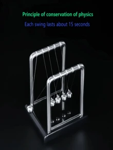 1pc Newton's Cradle Table Decor - Classic Elegant White Plastic Design, Battery-Free, Modern Physics Art Home Office Living Room Bedroom Accessory, Conversational Thanksgiving Centerpiece. - Multicolor - View 10