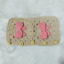 onEternal 1pc Handmade Crochet Pink Bow Steering Wheel Cover And 2pcs Seatbelt Covers Car Interior Decor Set