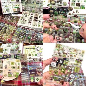 10 pièces Retour à l'école, nouveaux autocollants holographiques style trèfle à quatre feuilles, matériaux DIY de haute qualité pour étudiants, jolies décorations de niche