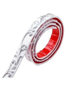 1 件 39.37/118.11 英寸 3D PVC 自粘装饰软线踢脚线天花板装饰线背景墙造型线 3D 墙贴家居装饰，白色和金色自粘柔性模压装饰，适用于镜边和家居墙面装饰