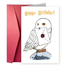1pc Wizard Themed Birthday Card For Halloween, With An Owl Holding An Illustration Of The Letter Funny And Innovative Birthday, Christmas, And Thanksgiving Gift For Friends And Family, School Supplies,Back To School