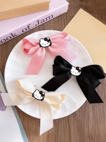Sanrio 1pc/3pcs/5pcs Sanrio Hello Kitty Sweet And Chic Bowknot Hair Clips In Beige, Pink, And Black - Cute Fabric Hair Accessories For Women And Girls, Perfect For Casual Wear Or Vacation. They Belong To The Category Of Claw Clips, Hair Claws, And Hair Barrettes., Hair Slide, School Stuff