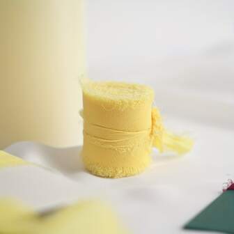 3 Rolls Frayed Pearls Chiffon Ribbon, 1.5 Inch X 7 Yards Per Roll, Handmade For Wedding Party Bouquet Gift Packing Decor DIY Craft