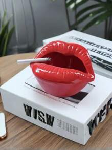 1pc Cute Cartoon Lip Resin Ashtray, Creative Unique Stylish Home Living Room Multi-Functional Smoking Accessory