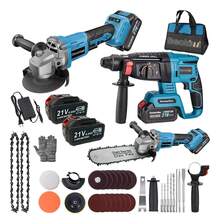 Kit Rotomartillo Y Esmeriladora Angular Inalámbrica 21v - Azul - Ver 1