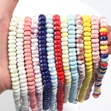 1 Strand Of Approx. 55pcs Ceramic Flat Round Abacus Beads, Multi-Color, Fashion Casual Cute Handmade DIY Craft Loose Beads, Suitable For Making Bracelets, Necklaces, Jewelry, Pendants, Decorations & Accessory Beads