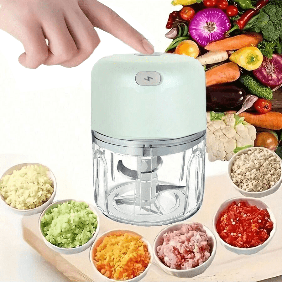 Mini hachoir et broyeur à ail rechargeable de 250 ml, durable et robuste, parfait pour écraser l'ail, le piment, les oignons, la viande hachée, les noix et plus encore !