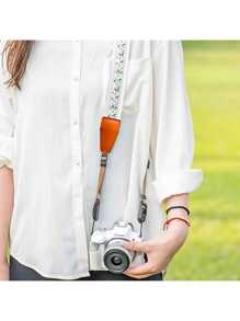 1pc Retro Camera Strap - Adjustable DSLR Shoulder Strap With Floral Pattern, Beige Ends And Metal Buckle, Camera Strap For Photography Equipment, For Photographers