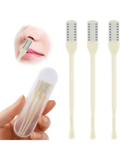 2 pièces Taille-poils de nez, tondeuse à poils de nez, taille-poils de nez manuel 2-en-1 amélioré, épilateur de poils de nez à double face, outil de nettoyage des poils de nez, taille-poils de nez rotatif à 360°, portable et facile à utiliser, convient aux femmes et aux hommes