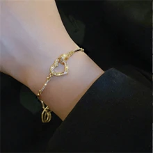 1 Stück Damen elegantes einstellbares Zirkonia Herz Armband, modische minimalistische Schmuckzubehör geeignet für den täglichen Gebrauch, Hochzeit, Geschenke