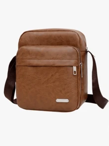 1个男士休闲单肩包，PU皮革斜挎包，商务包，节日礼物 - 彩色 - 查看 15