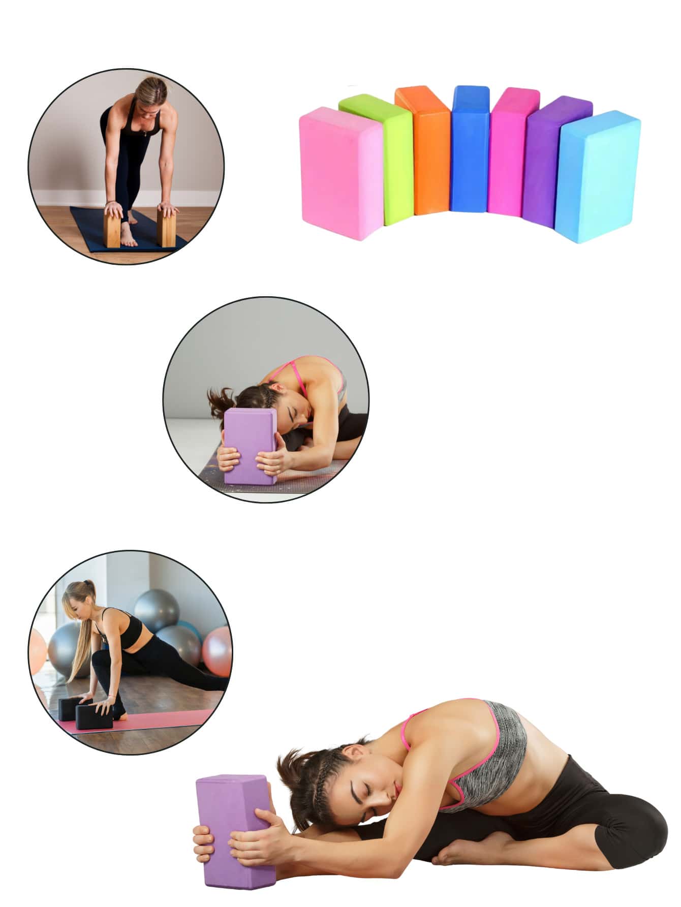 Yoga Pilates Block 10 X 20 X 7.5cm Physical Therapy Stretching Brick - tử đinh hương - Xem 1