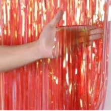 Metallic Curtain For Party 1mx2m - Metallic Ribbon Decoration Panel - Orange Is Colorless - View 2