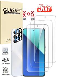 5in1 3pcs Screen Protector Tempered Glass With 2pcs Camera Protection Film, Waterproof, Fingerprint Resistant, Drop Resistant, Scratch Resistant, Scratch Resistant Compatible With Samsung Galaxy Case Friendly And Scratch Resistant Shell Friendly Easy To Paste And Install