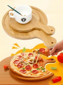 1PC Bamboo Pizza Board, Cutting Board, Baby Food Cutting Board, Steak Board, Salad Plate, Sandwich Plate, Pasta Plate, Customized Text And Patterns,Multiple Specifications Are Available,Waterproof And Moisture-Resistant