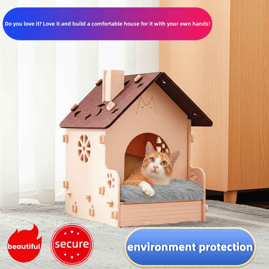 DIY Castillo de lujo para mascotas con puerta, jaula moderna y elegante para gatos y perros, casa elegante para mascotas, hogar cómodo para gatos y perros, villa para perros, villa para gatos, cama para mascotas con puerta, cama cómoda para gatos y perros