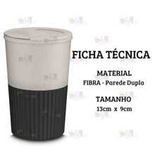 BAMBOO FIBER CUP 300ml BLACK Screw Lid Double Wall THERMAL Nylon Handle