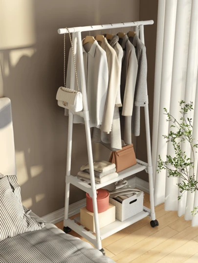 1pc Multipurpose Mobile Floor Coat Rack, Sturdy & Fashionable, Easy To Assemble & Move, Suitable For Living Room, Bedroom, Entryway, Office, Home, Holiday & Christmas Gift, Kids Gift