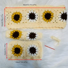 onEternal 1pc Handmade Crocheted Light Yellow Flower Steering Wheel Cover & 2pcs Seatbelt Covers Car Interior Decor Set