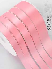 1 Roll 2/4cm X 8.66 Inch Pink Satin Ribbon, Baking, Cake And Wedding Decoration Gift Wrapping Ribbon, Cake Tying Bow - Baby Pink - View 2