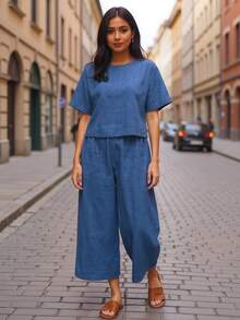 Conjunto Mujer Elegante y Casual,Conjuntos Holgados de Lino para Dama, Ideal para Estilo Relajado y Ocasiones Diarias