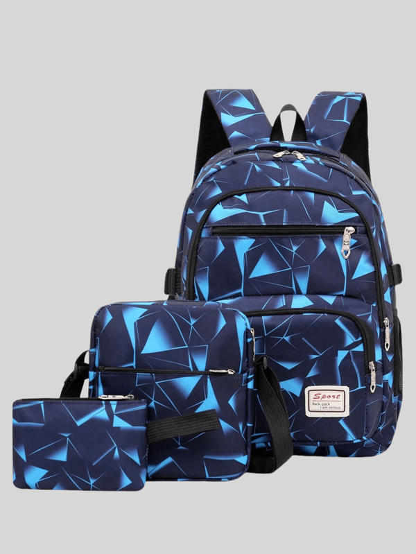 3 pièces Set de sac à dos scolaire, sac à dos pour ordinateur portable pour garçons et filles étudiants, sac de voyage casual 3-en-1 avec grande capacité