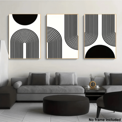 3 pezzi Opere d'arte murali astratte geometriche moderne senza cornice, cartellone di stile bohémien tela, decorazione murale per soggiorno, camera da letto, sala da pranzo, pitture murarie per ufficio