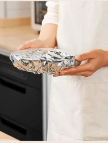 10/20/30/50片装可重复使用铝箔食品保鲜膜，隔热拉伸膜，持久保温，适用于水果、餐食、餐具、保温食品容器，反光表面，耐热盖