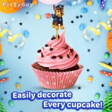 Paw Patrol 6 Styles, 24pcs Wangwang Team Theme Party Cake Flag Insertion, Toothpick Insertion, Dessert Table Decoration, Cake Paper Insertion, Suitable For Birthday Party Decoration - Multicolor - View 2