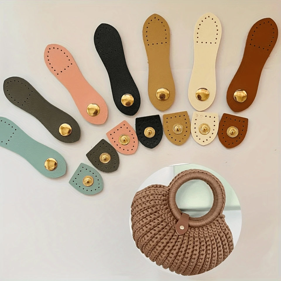 1pc/2pcs/6pcs Adjustable Snap Button Wallets - Artificial Leather Sewn Closure, With Various Colored Buttons, Suitable For Handbags And Purses