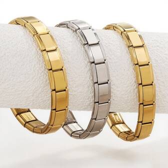 3pcs 18K Gold Plated High Quality Stainless Steel Bracelet, Multifunctional Adjustable Men's Bracelet That Can Be Freely Assembled. The Adjustable Design Ensures Comfortable Daily Wear.