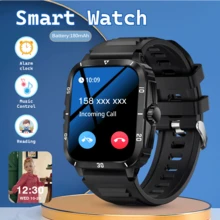 ERUN 智能手表（接听/拨打电话），2.01 英寸男女通用智能手表，多种运动模式，健身活动追踪器，计步器/卡路里计数器/相机/音乐播放，兼容无线通话，兼容 iOS 和安卓系统，通知提醒，步数卡路里计数器，查找我的手机，适用于安卓和 iOS 系统的智能手表，送给家人的好礼物