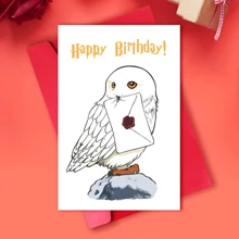 1pc Wizard Themed Birthday Card For Halloween, With An Owl Holding An Illustration Of The Letter Funny And Innovative Birthday, Christmas, And Thanksgiving Gift For Friends And Family, School Supplies,Back To School