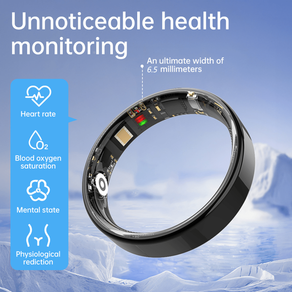 Inel inteligent, rezistent la apă IP68, aspect minimalist, mod de exerciții, pedometru, auriu roz, control telefon, pentru bărbați și femei, cadou, inel îngust
