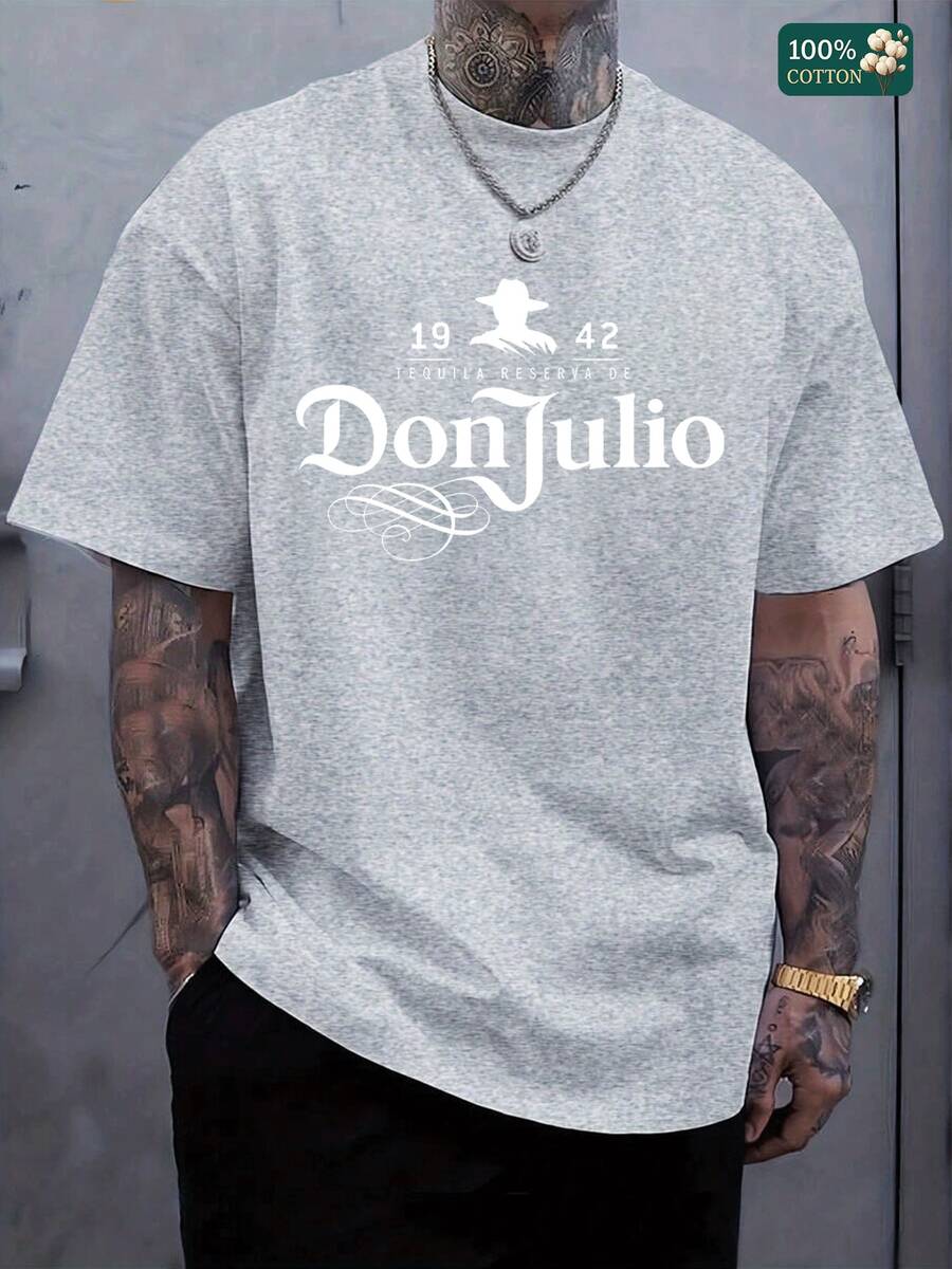 100% Cotton Unisex Round Neck Short-Sleeve "Don Julio Tequila" Brand - Inspired T-Shirt - Basic Tees For Summer Men's Tops - 灰色 - 查看 1