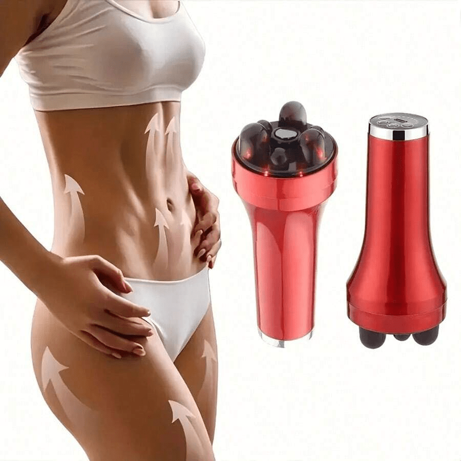 Rot Licht Handgehalten Bauch Massagegerät, Mini Taille und Bauch Massagegerät, Muskel Entspannung, 9 Stufen Intensitätseinstellung, Multifunktional und tragbar, USB Aufladbar, 1200mAh Akku, ideal als Geschenk für Familie und Freunde