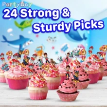 Paw Patrol 6 Styles, 24pcs Wangwang Team Theme Party Cake Flag Insertion, Toothpick Insertion, Dessert Table Decoration, Cake Paper Insertion, Suitable For Birthday Party Decoration - Multicolor - View 3